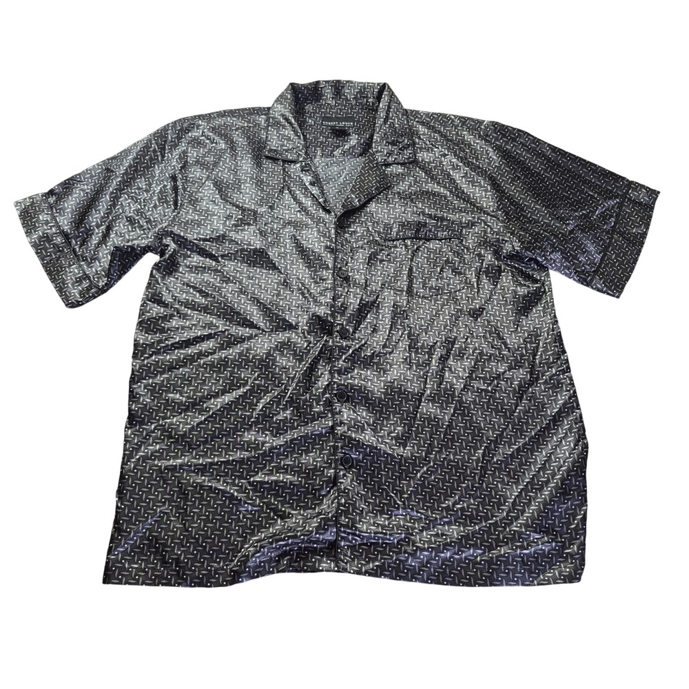 Robert Louis Silk Blend Geometric Camp Shirt Mens XL Button Up Pajama Sleep